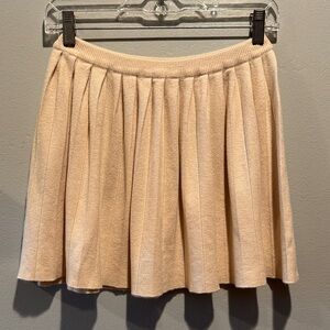 SHEIN Pleated Ribbed Cream Skater Schoolgirl Girls Mini Skirt